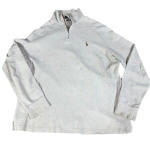 Polo Ralph Lauren Estate Rib Qaurter-zip Pullover Ivory Off White Large L
